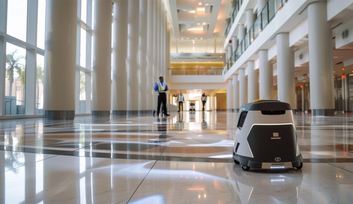 商用清潔機(jī)器人-全自動(dòng)洗地機(jī)無線充電解決方案